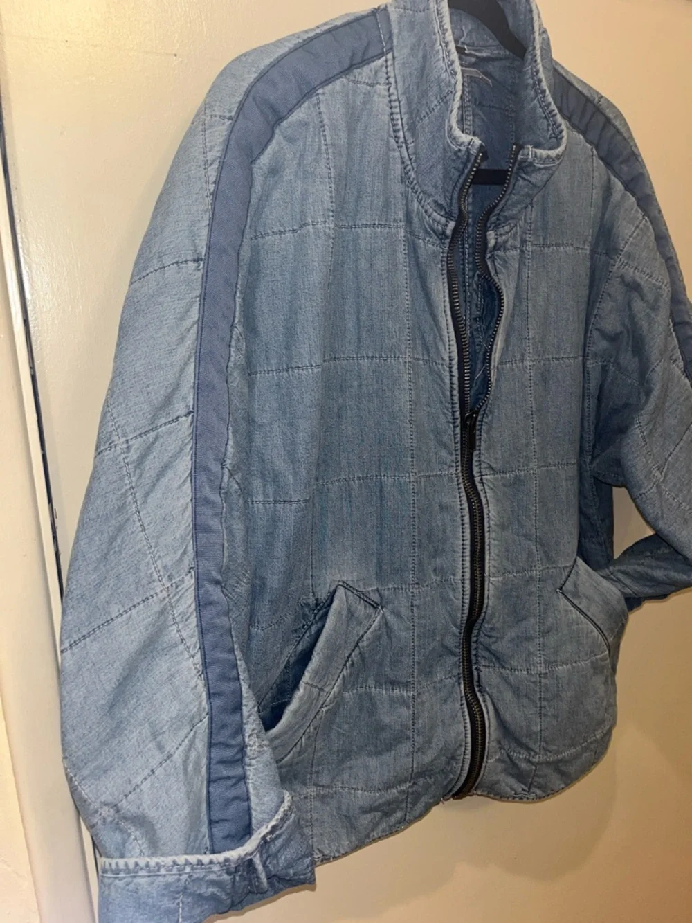 Free People Dolman Quilted Medium Wash Denim Jacket Size Small - Picture 5 of 16
